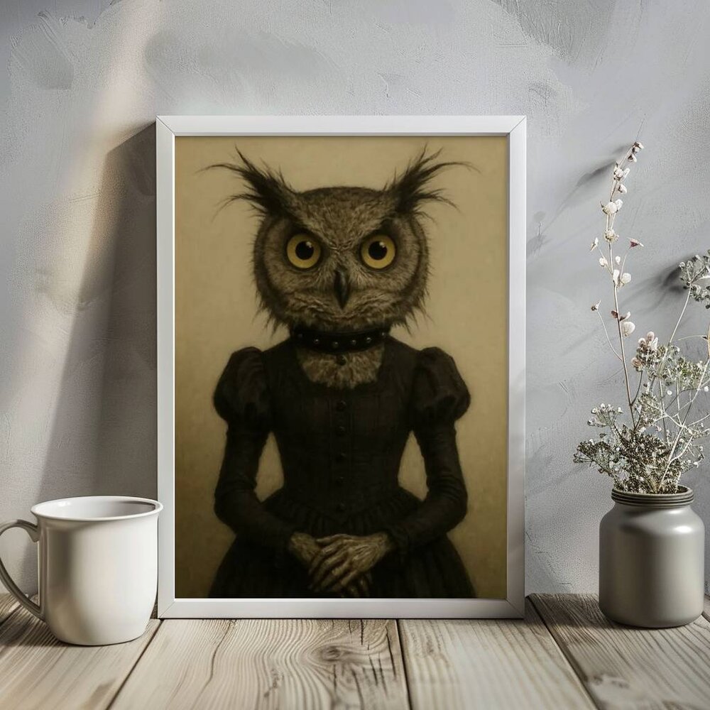 Original Victorian Owl Art Print + Digital Copy